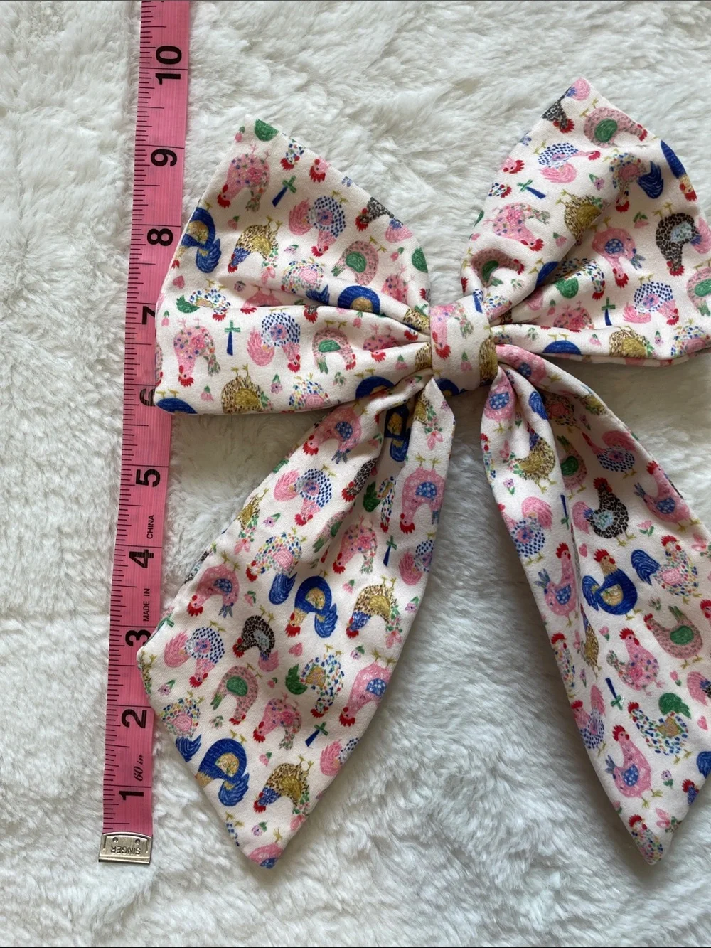 Boutique Pet Bow Chicken Print